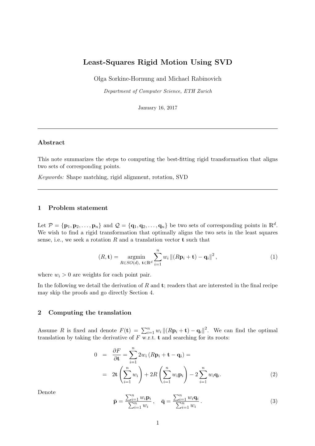 Least-Squares Rigid Motion Using SVD - DocsLib