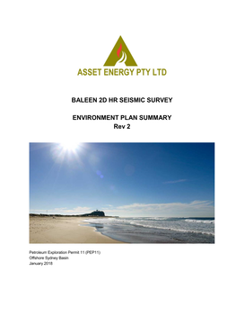 Baleen 2D HR Seismic Survey Environment Plan Summary Rev 2