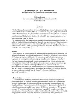 Hurwitz's Matrices, Cayley Transformation and the Cartan-Weyl