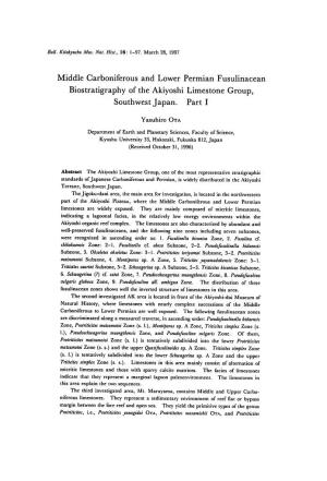 Biostratigraphy of the Akiyoshi Limestone Group, Southwest Japan