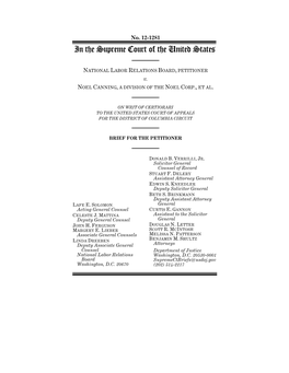 No. 12-1281: NLRB V. Noel Canning