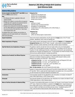 Obstetrical Billing & Multiple Birth Guidelines Quick Reference Guide