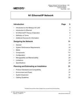 N1 Ethernet/IP Network Technical Bulletin