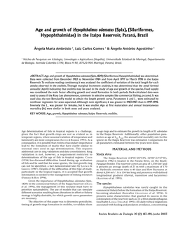 Age and Gr Age and Growth of Hypophthalmus Edentatus (Spix)