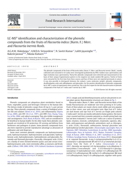 LC-Msn Identification and Characterization of the Phenolic