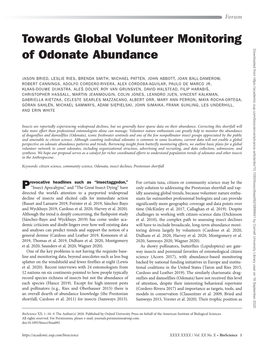 Towards Global Volunteer Monitoring of Odonate Abundance