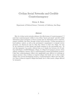 Civilian Social Networks and Credible Counterinsurgency