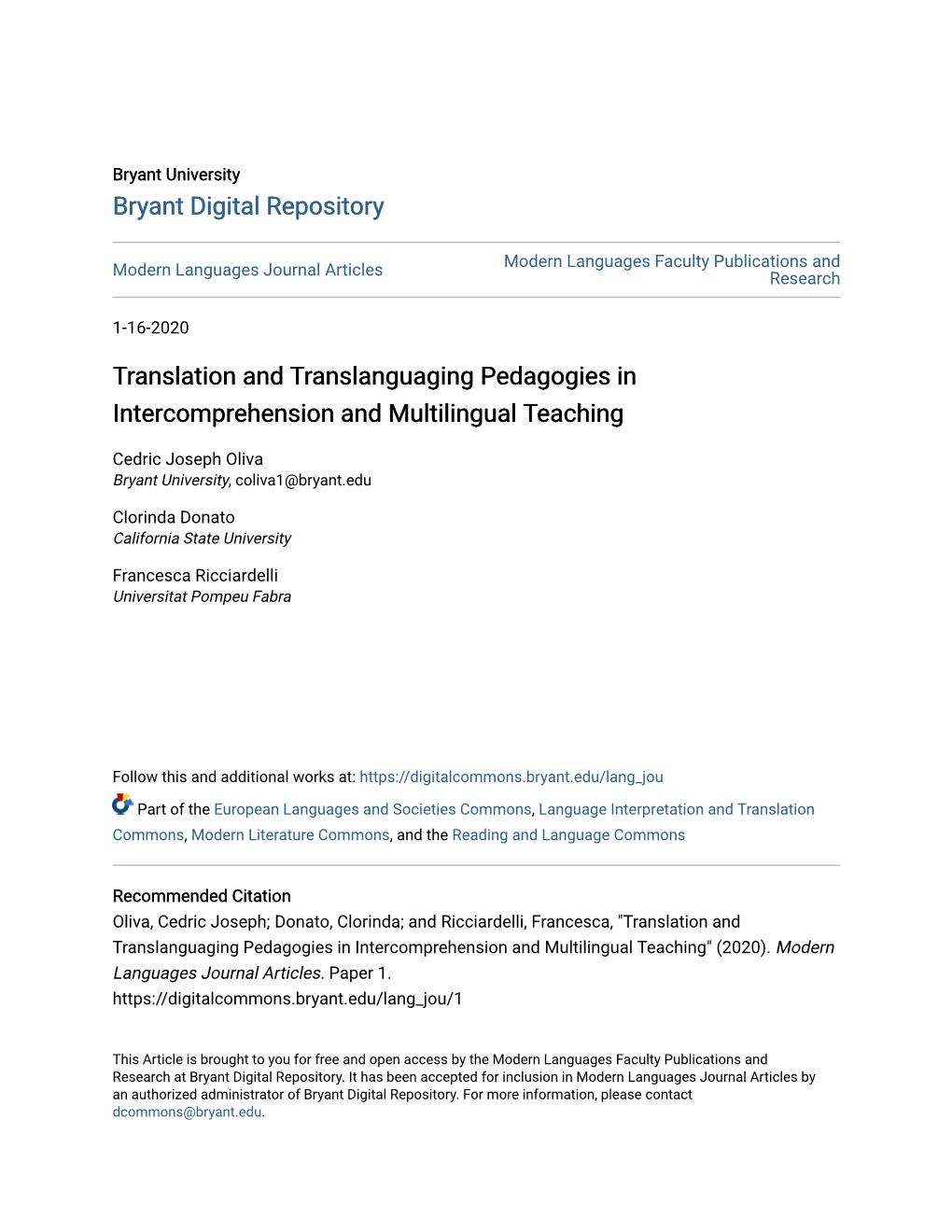 Translation and Translanguaging Pedagogies in Intercomprehension and Multilingual Teaching
