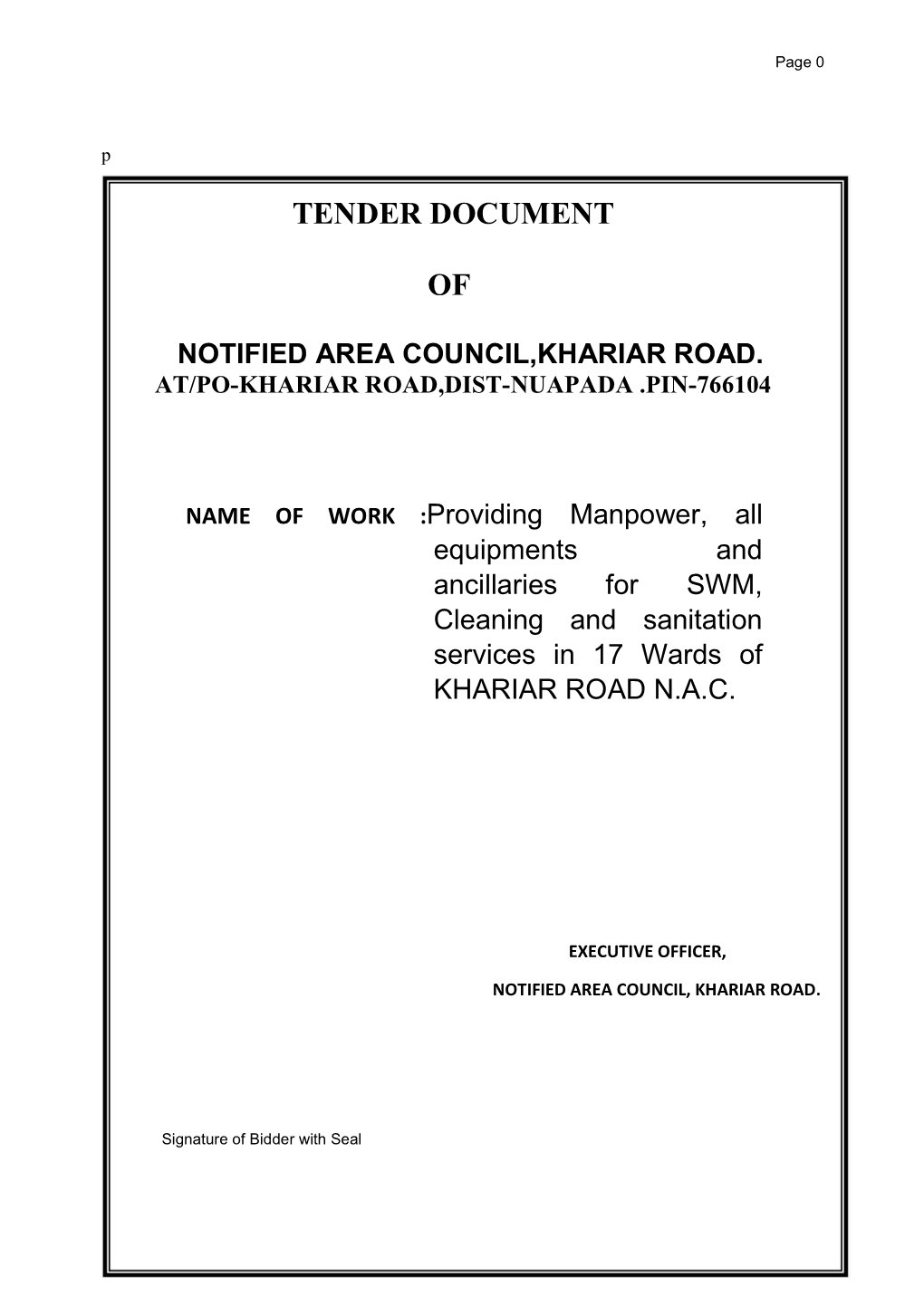 Tender Document Of