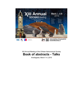 Talks Antofagasta, March 1-4, 2016 1