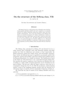 On the Structure of the Selberg Class, VII: 1&lt;D&lt;2