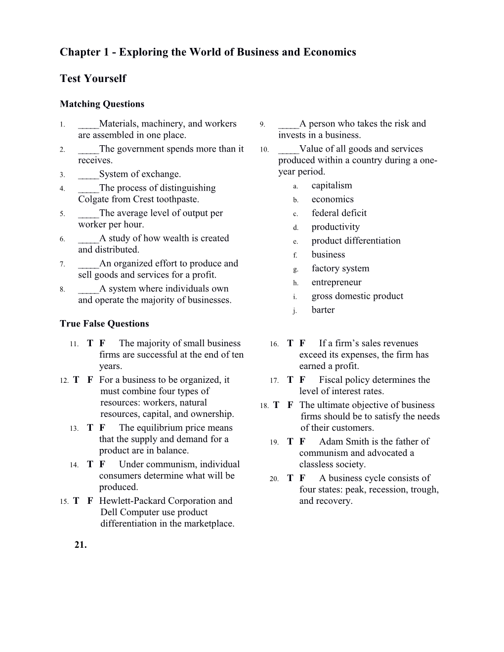 Chapter 1 - Exploring the World of Business and Economics s1