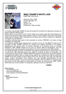 MIKE TRAMP's WHITE LION Last Roar (Hard Rock)