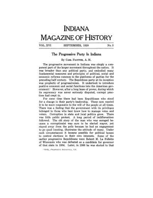 Indiana Magazine of History an Improvement in the Bill but Finally Signed It