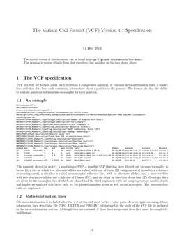 The Variant Call Format (VCF) Version 4.1 Specification