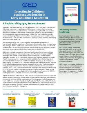 Investing in Children: Business Leadership in Early Childhood Education