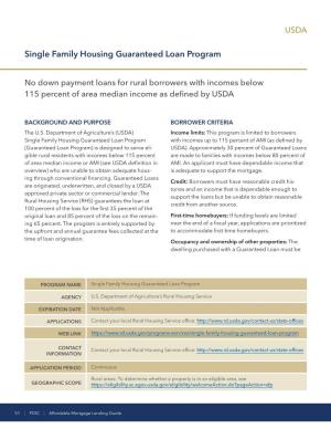 USDA Single Family Housing Guaranteed Loan Program