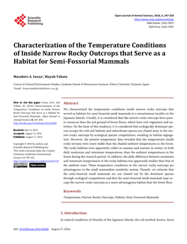 Characterization of the Temperature Conditions of Inside Narrow Rocky Outcrops That Serve As a Habitat for Semi-Fossorial Mammals