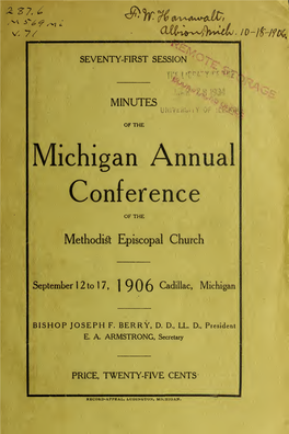 Annual Minutes of the Michigan Conference of the Methodist