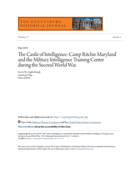 Camp Ritchie Maryland and the Military Intelligence Training Center During the Second World War