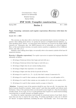 INF 5110: Compiler Construction Series 1