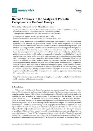 Recent Advances in the Analysis of Phenolic Compounds in Unifloral
