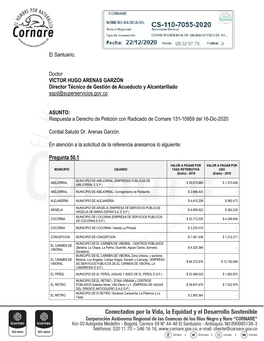 El Santuario, Doctor VÍCTOR HUGO ARENAS GARZÓN Director Técnico De Gestión De Acueducto Y Alcantarillado Sspd@Superservici