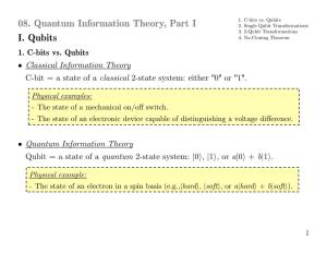 08. Quantum Information Theory, Part I I. Qubits