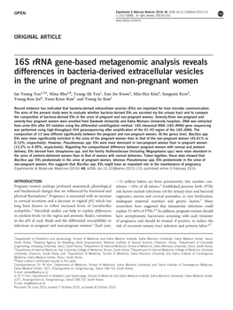 16S Rrna Gene-Based Metagenomic Analysis Reveals Differences in Bacteria-Derived Extracellular Vesicles in the Urine of Pregnant and Non-Pregnant Women