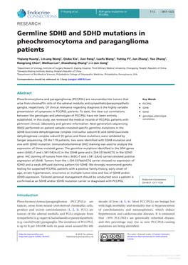 Germline SDHB and SDHD Mutations in Pheochromocytoma and Paraganglioma Patients