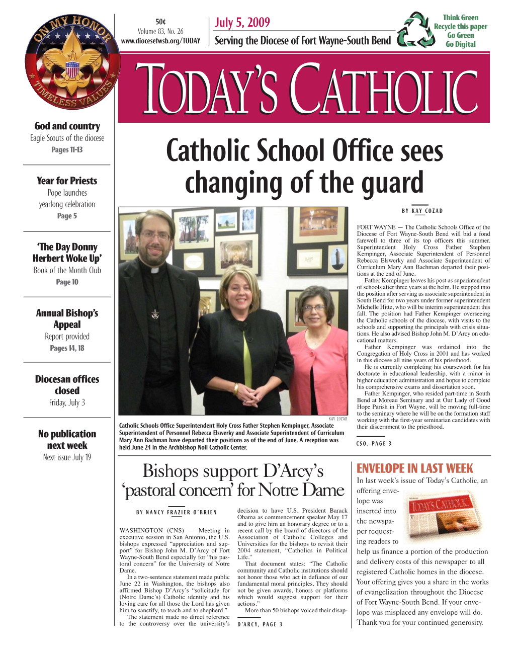 Catholic School Office Sees Changing of the Guard