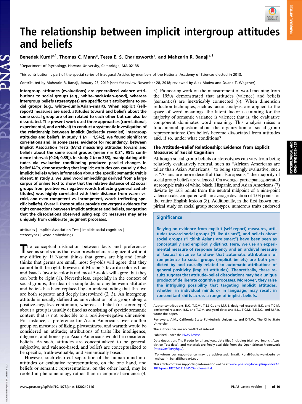 The Relationship Between Implicit Intergroup Attitudes and Beliefs