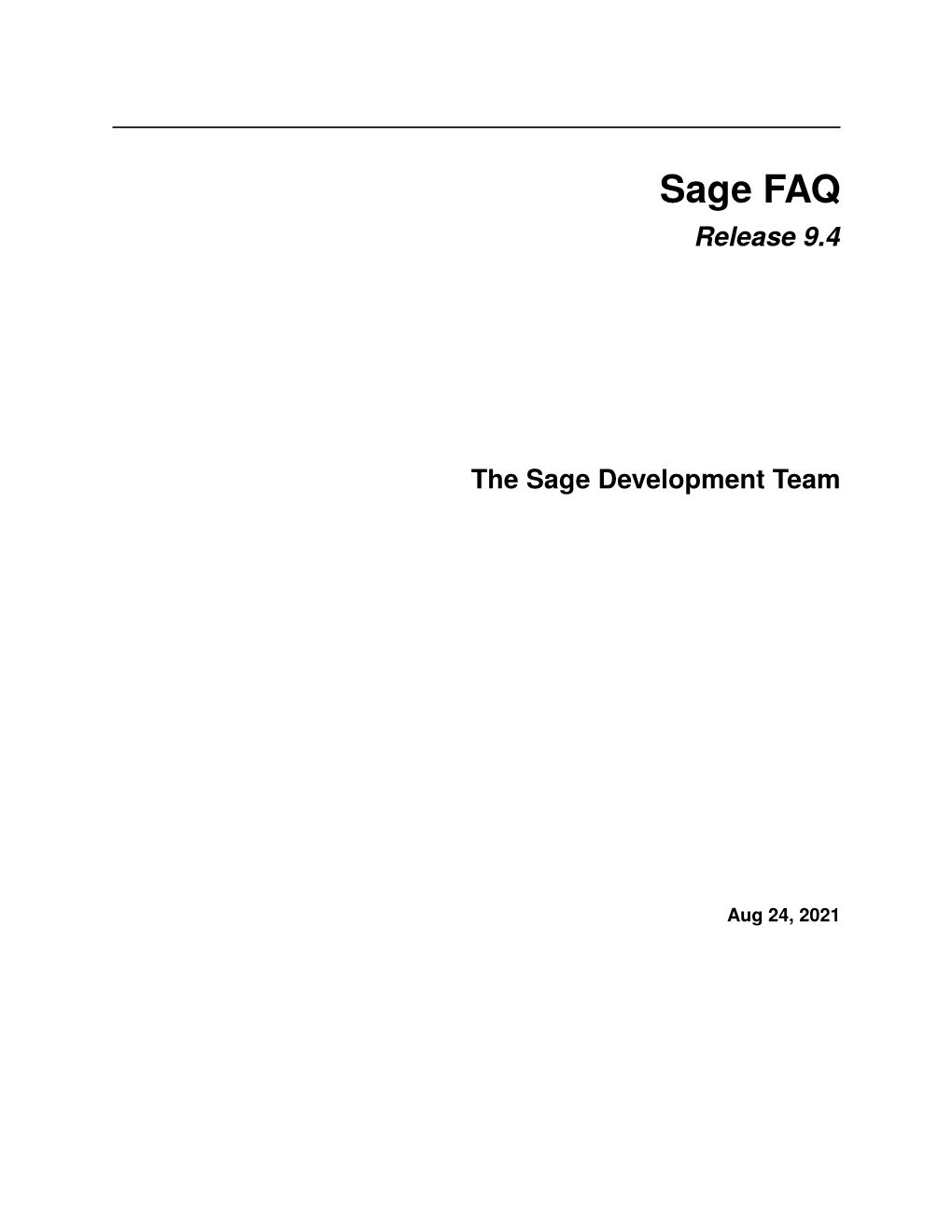 Sage FAQ Release 9.4