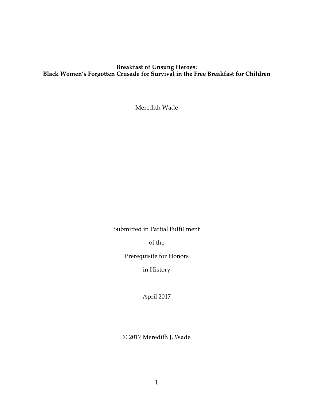 Black Women's Forgotten Crusade for Survival in the Free Breakfast For