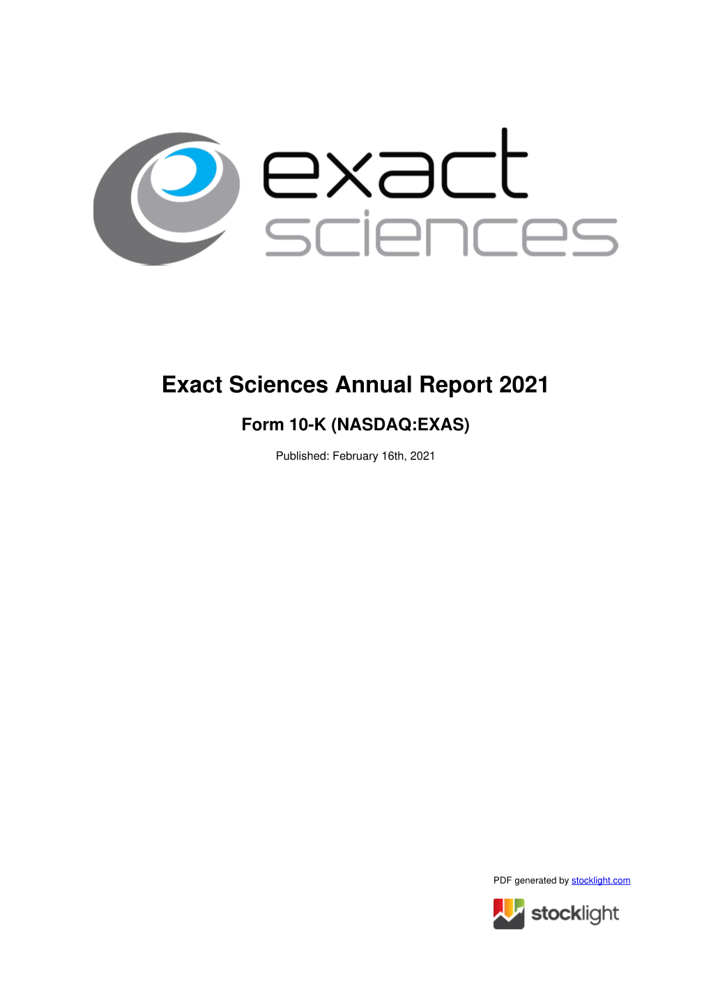 Exact Sciences Annual Report 2021