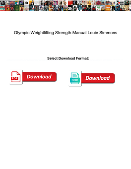Olympic Weightlifting Strength Manual Louie Simmons
