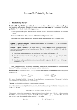 Lecture-01: Probability Review