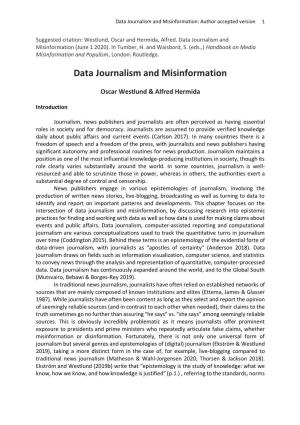 Data Journalism and Misinformation: Author Accepted Version 1