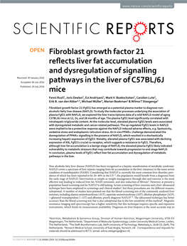 Fibroblast Growth Factor 21 Reflects Liver Fat Accumulation And