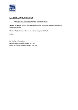 Market Announcement