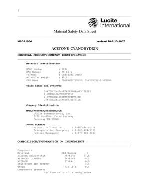 Material Safety Data Sheet ______