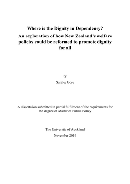 An Exploration of How New Zealand's Welfare Policies Could Be Reformed to Promote Dignity
