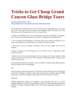 Tricks to Get Cheap Grand Canyon Glass Bridge Tours