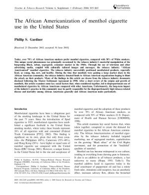 The African Americanization of Menthol Cigarette Use in the United States