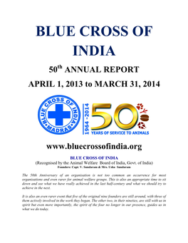 BLUE CROSS of INDIA (Recognised by the Animal Welfare Board of India, Govt