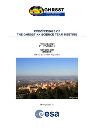 Proceedings of the Ghrsst Xx Science Team Meeting