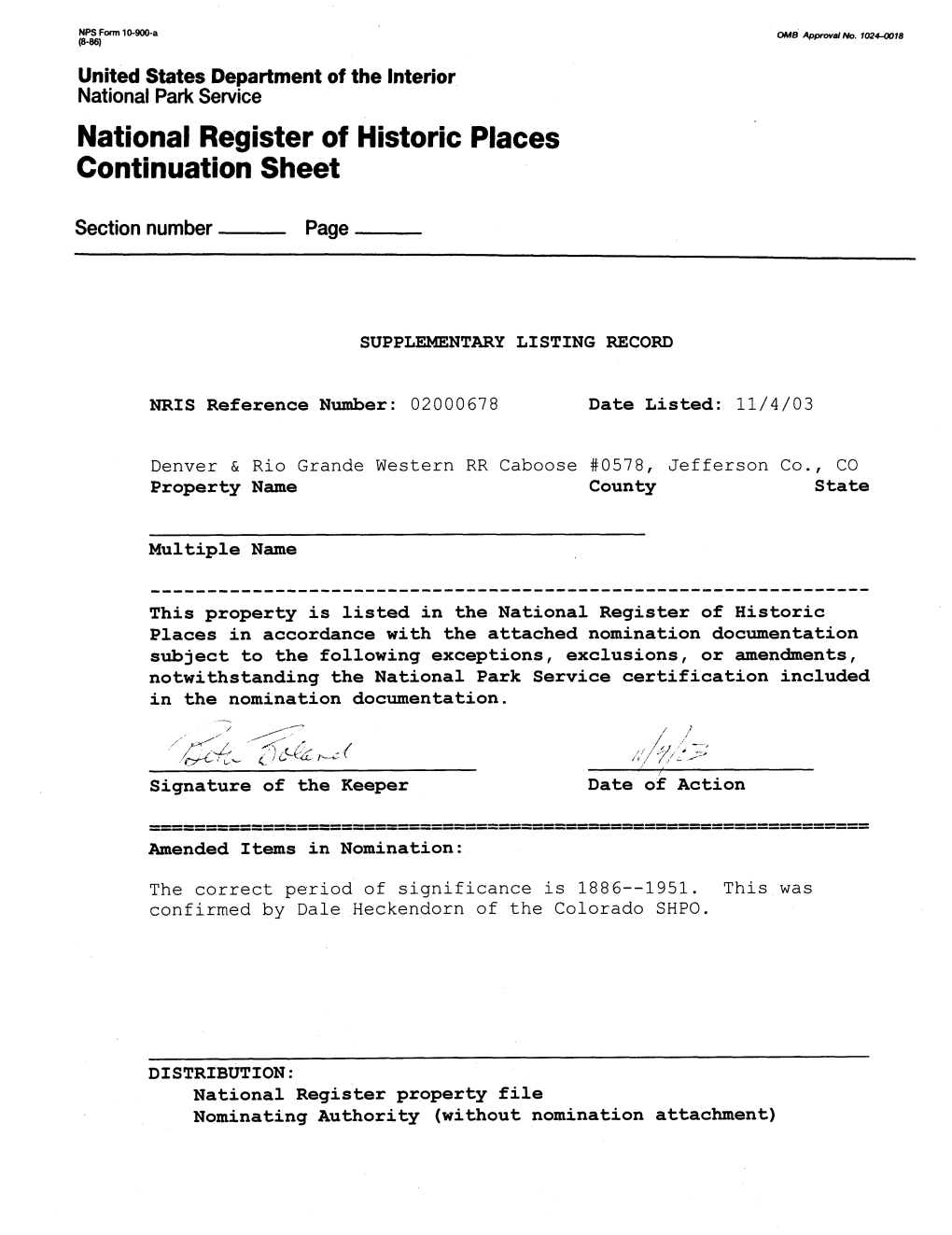 National Register of Historic Places Continuation Sheet