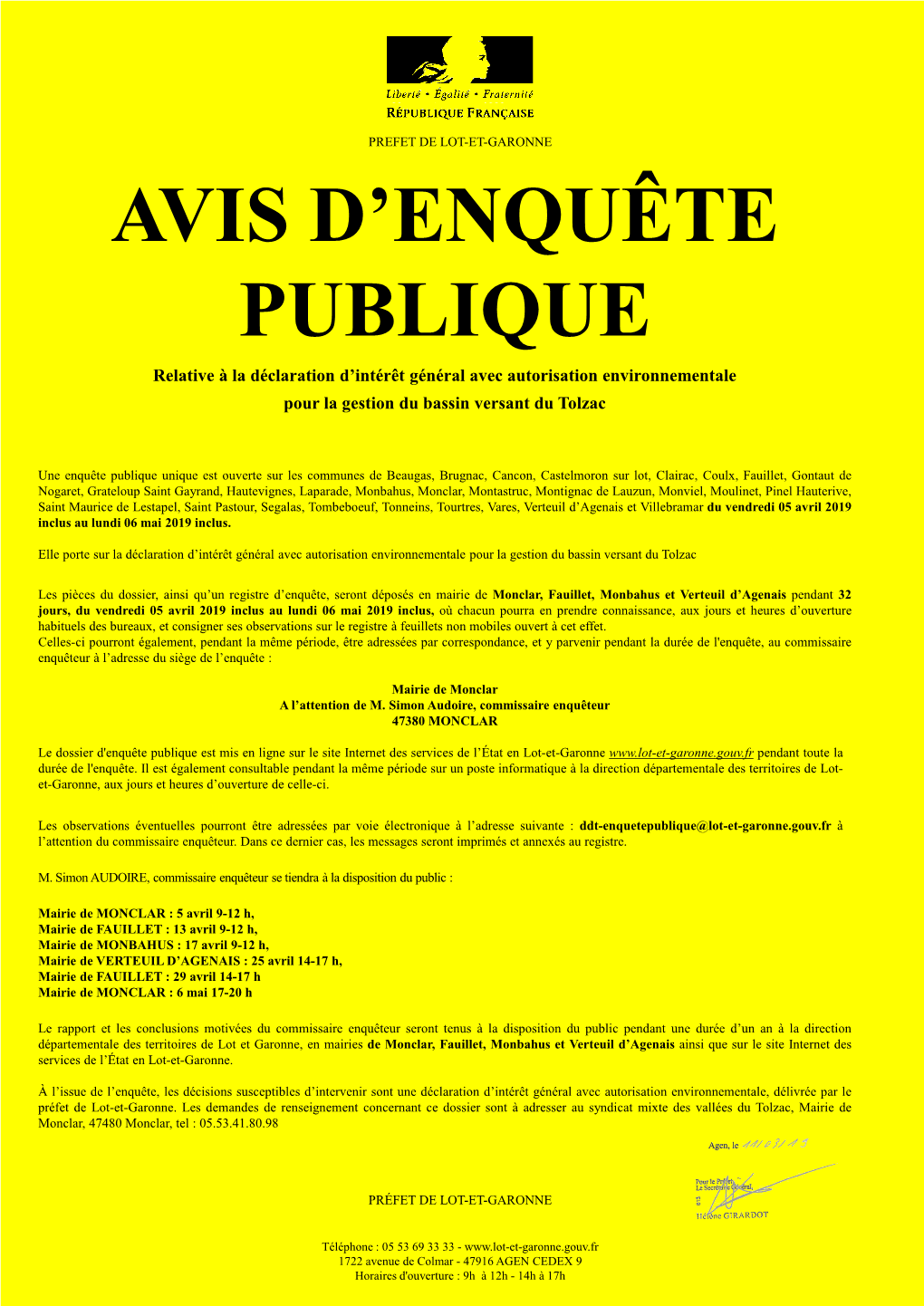 Avis D'enquête Publique Tolzac