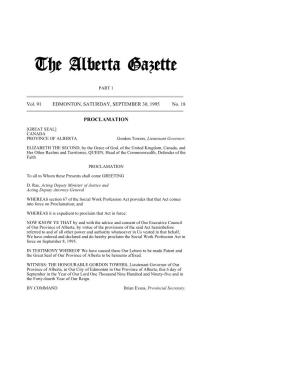 The Alberta Gazette, Part I, September 30, 1995