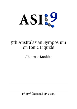 9Th Australasian Symposium on Ionic Liquids